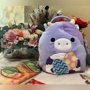 Squishmallows Easter Basket 12” Bubba the Purple Cow NWT